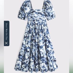 Abercrombie & Fitch Emerson Poplin Puff Sleeve Midi Dress